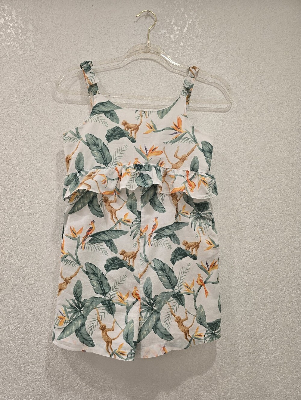 Janie and Jack white tropical floral print ruffle romper Girl 12